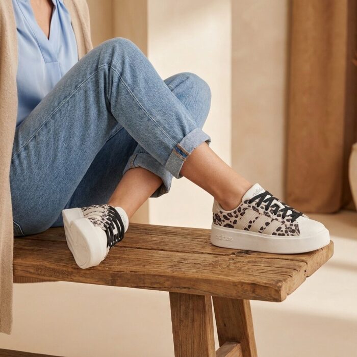 Adidas Streettalk Bold Sneakers grijs Leer – Beige
