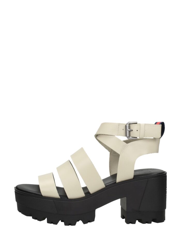 Tommy Hilfiger Heeled Leather Sandal – Beige