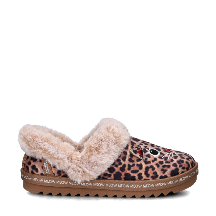 Bobs Hands Free Slip-In Cozy Kiss Meow dames pantoffels – Bruin