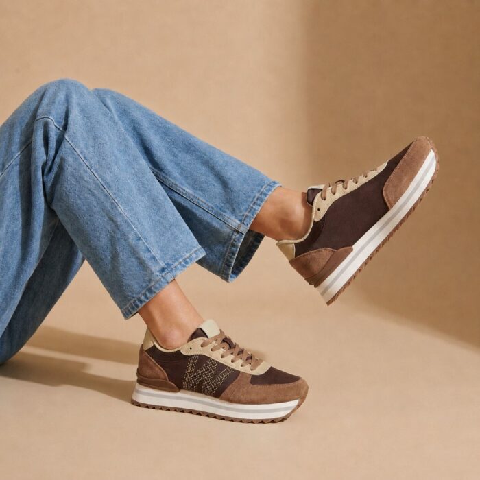 Woden Ronja Plateau Sneakers bruin Suede