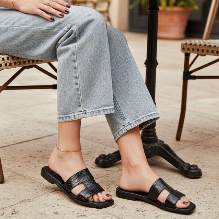 Oh My Sandals Oh My Sandals Slippers zwart Leer