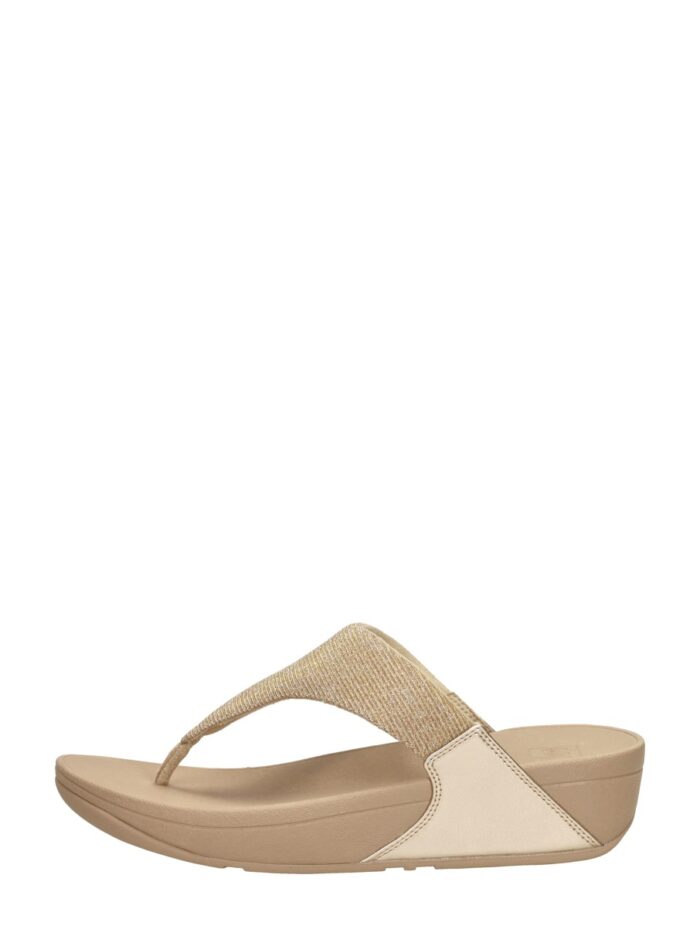 FitFlop Lulu Shimmerlux Toe Post Sandals – Beige