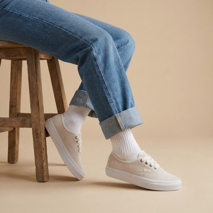 Vans Authentic Shine Sneaker Canvas beige – Blauw