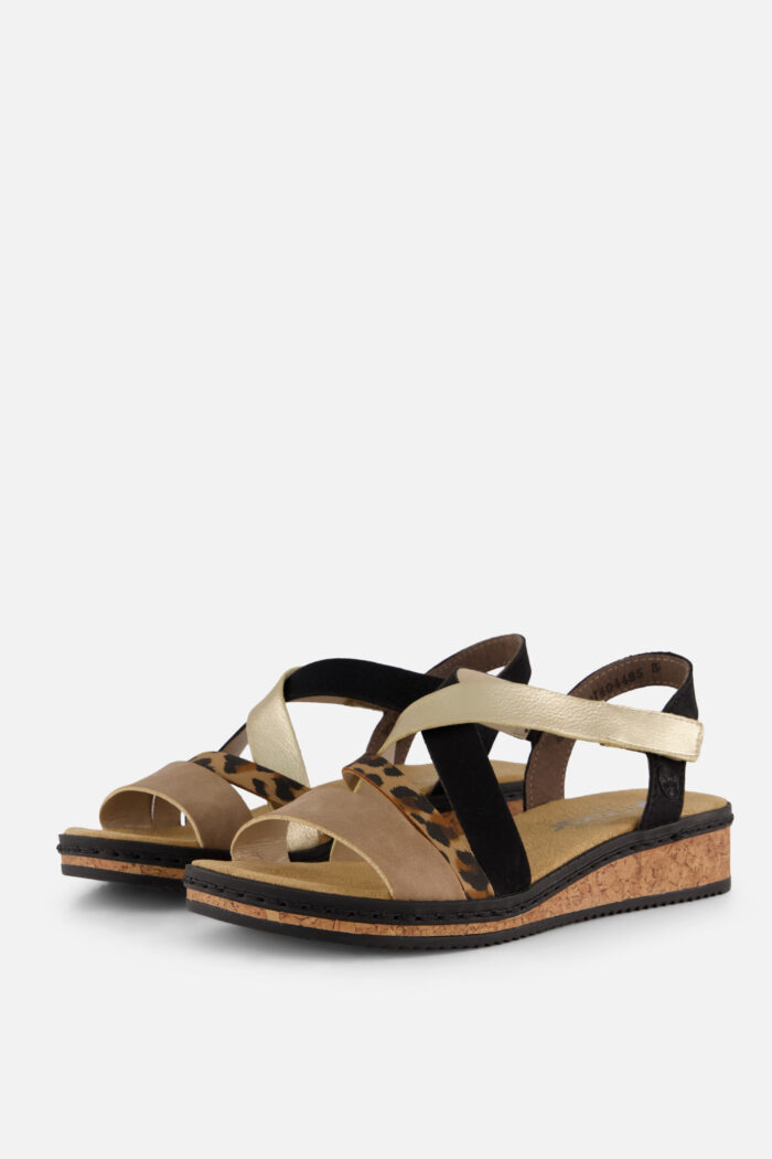 Rieker Sandalen zwart Synthetisch – Beige