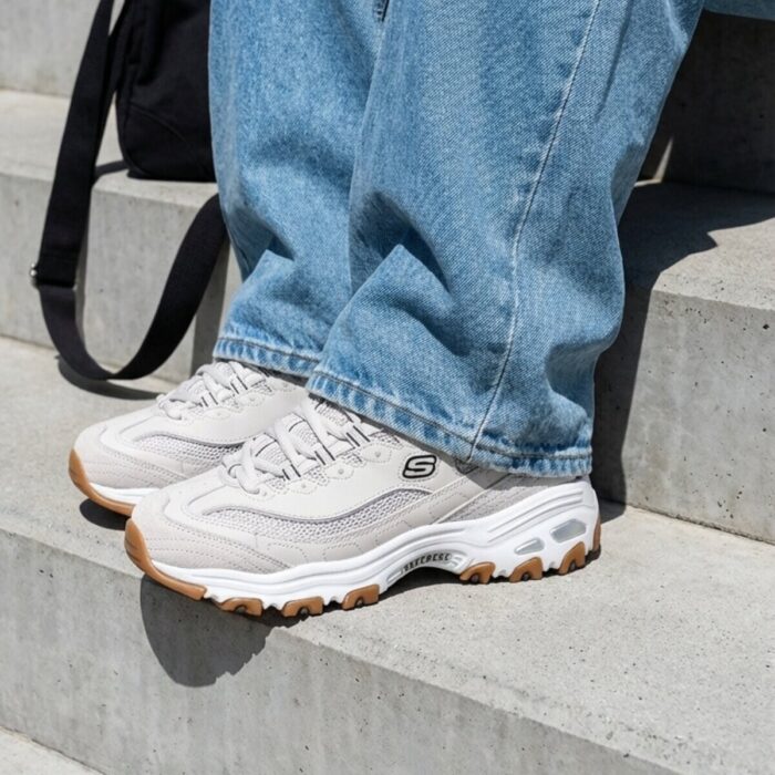 Skechers D’Lites Sneakers beige Textiel