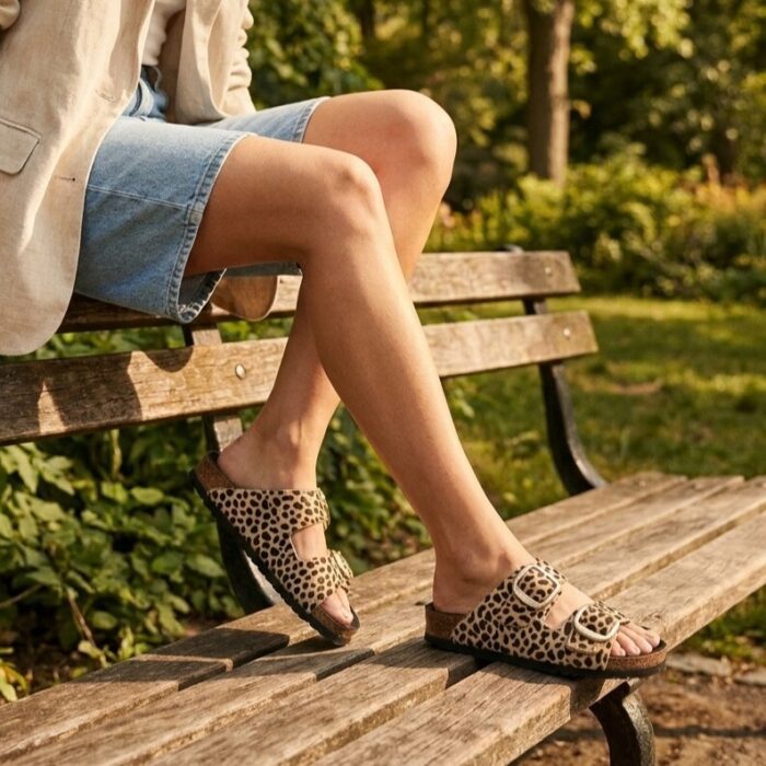 Scholl Noelle Sandalen Panterprint bruin Leer