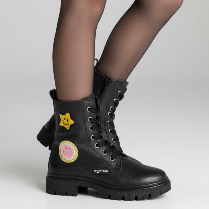 Muyters Veterboots zwart Leer