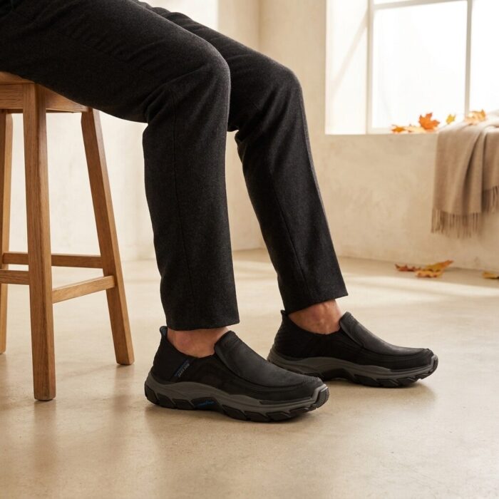 Skechers Respected Slip-ins Instappers zwart Leer