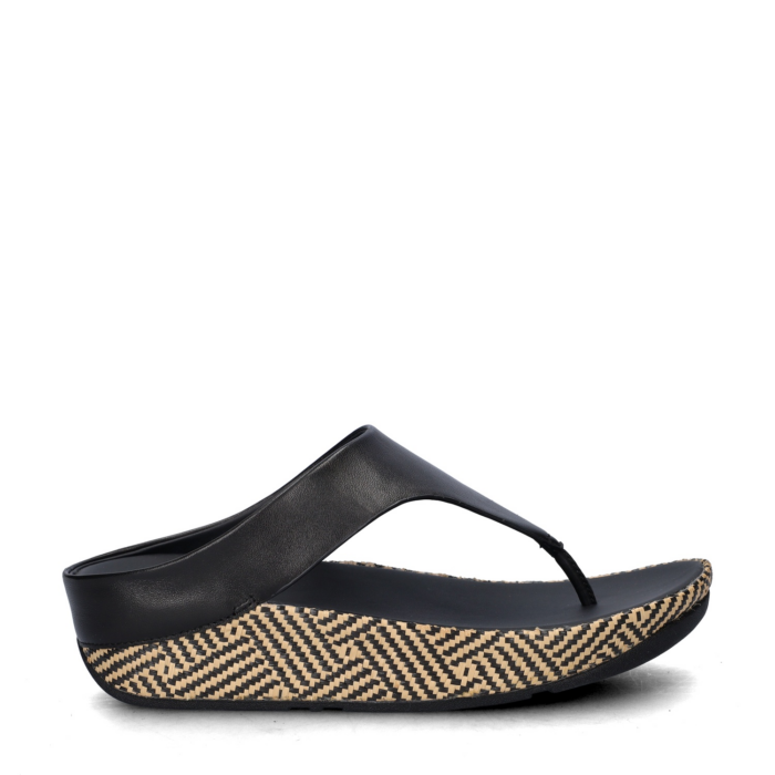 FitFlop Lulu Lux Graphic Wedge slippers – Zwart