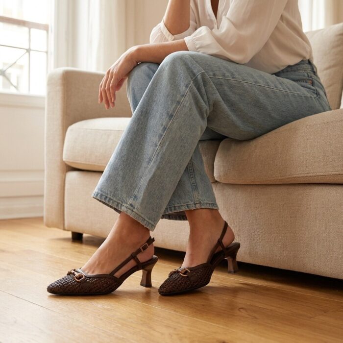 Tamaris Slingback Met Hak bruin Raffia