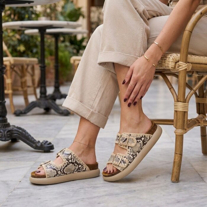 Scholl Noelle Python Slippers beige Synthetisch