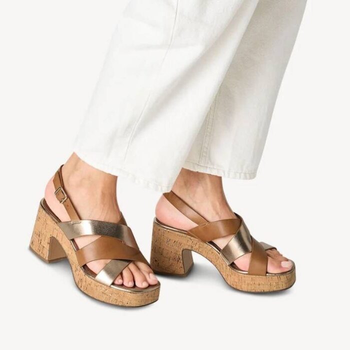 tamaris Sandalen met hak cognac Synthetisch