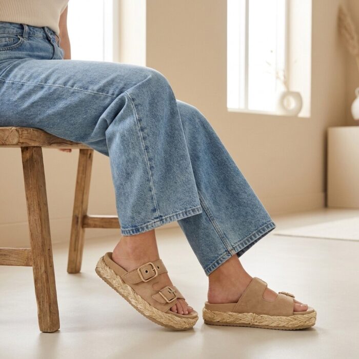 Tamaris Slippers beige Leer