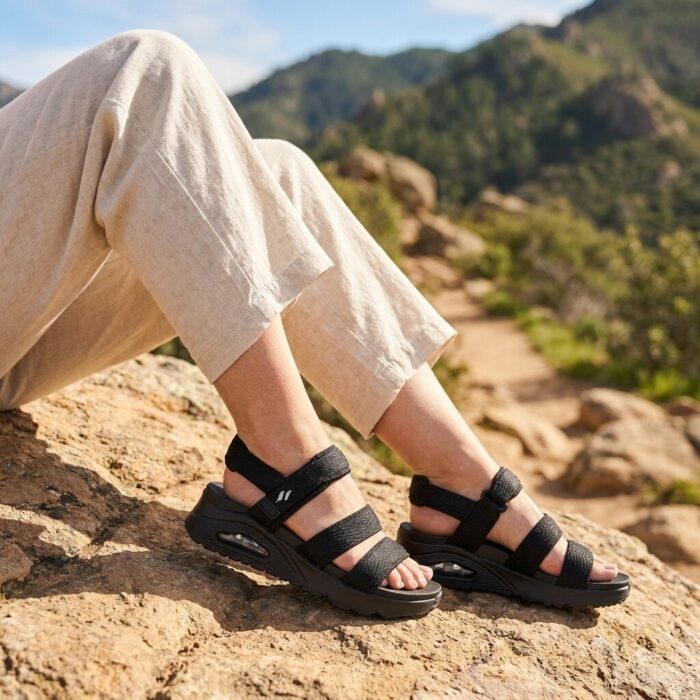 Skechers Uno Sandalen zwart Textiel