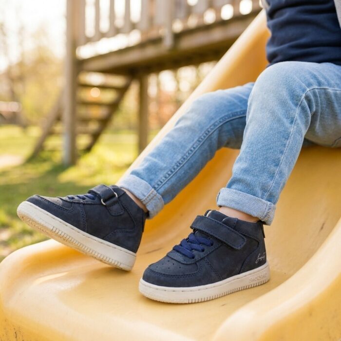 Shoesme Babyschoenen Veterboots blauw Leer