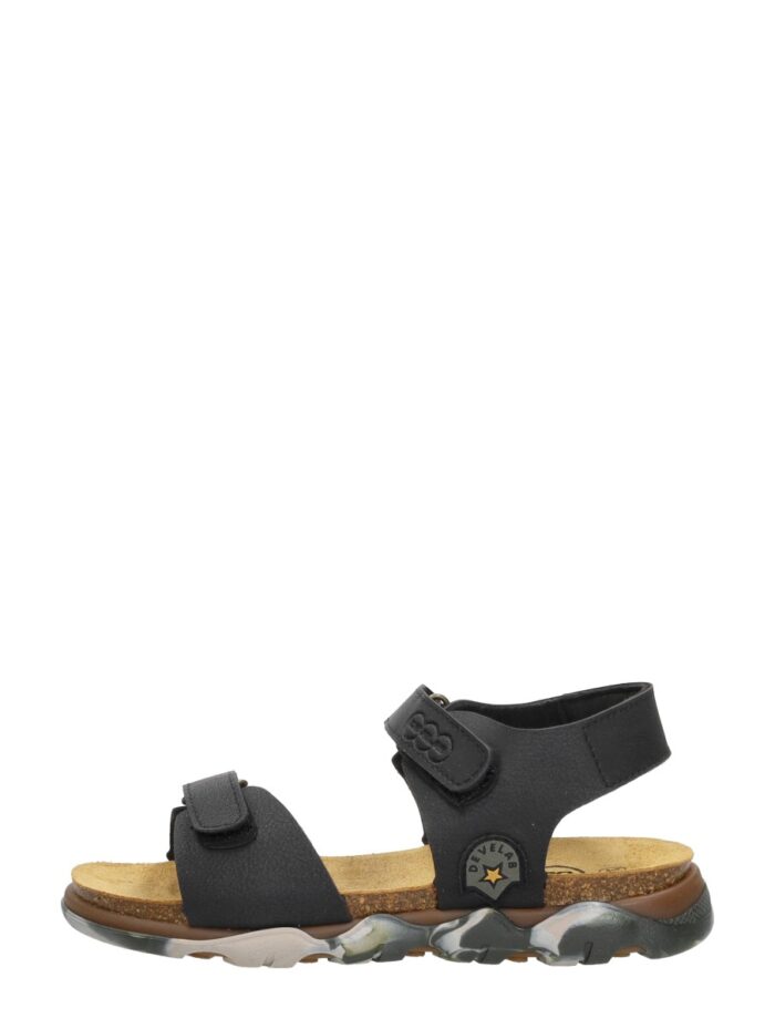 Develab Velcro Sandalen zwart Imitatieleer