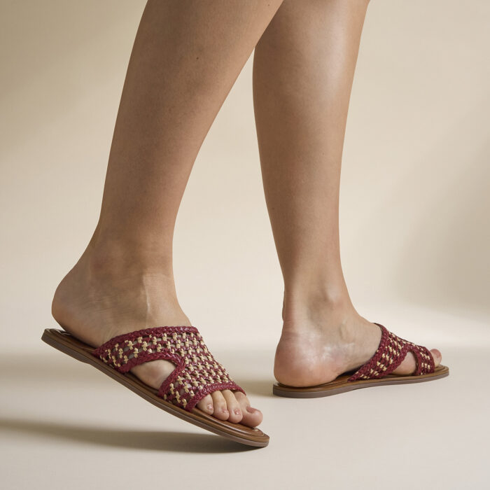 Cellini Raffia Slippers rood Textiel