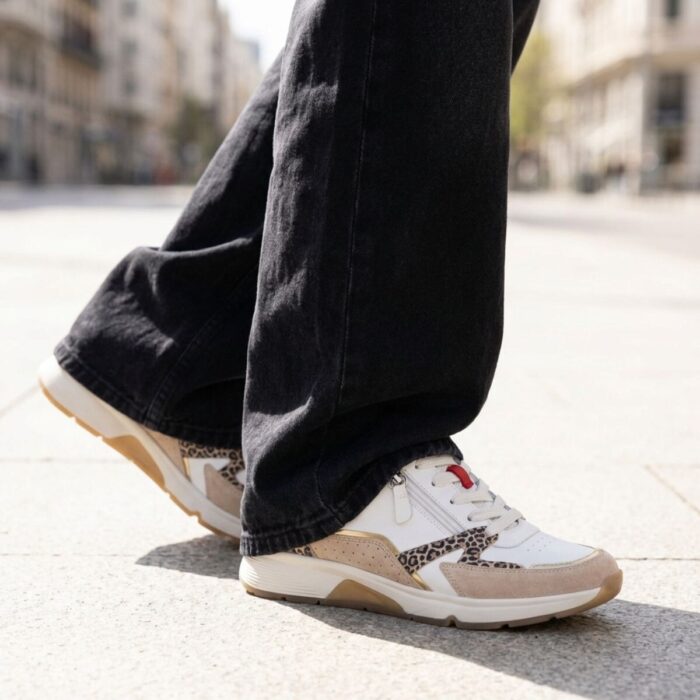 Gabor Rollingsoft Sneakers wit Leopard Leer