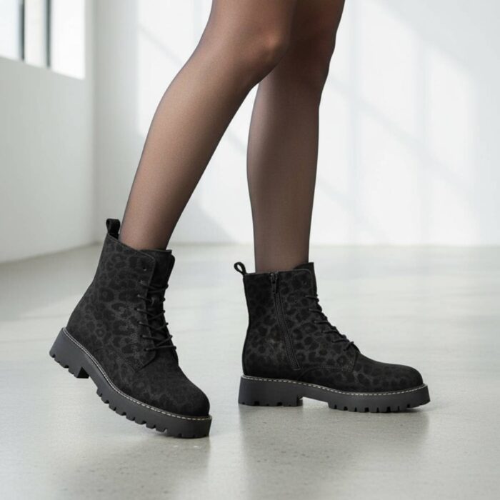 Cellini Leopard Veterboots zwart Suede