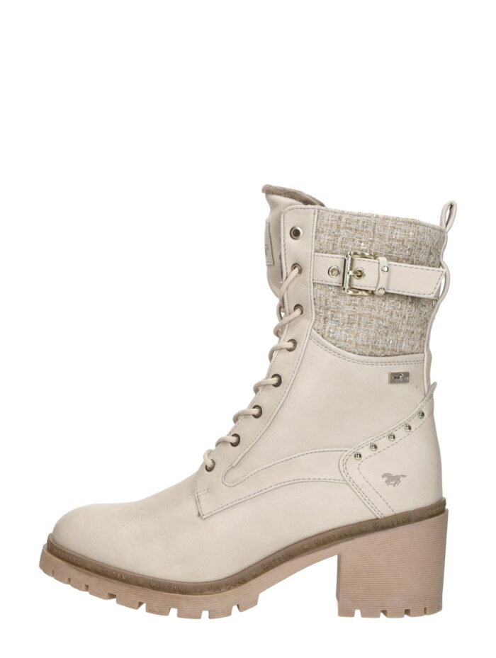 mustang Veterschoenen Hak – Gebroken wit