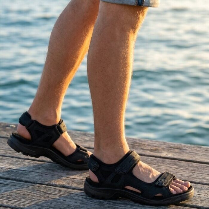 ECCO Receptor Sandalen zwart Leer