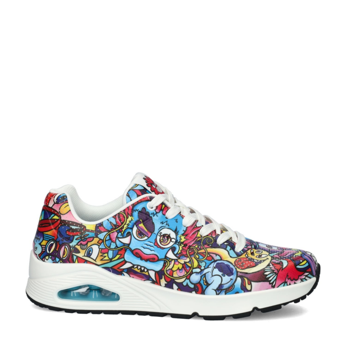 Skechers Uno Colour Doodle lage sneakers – Multi